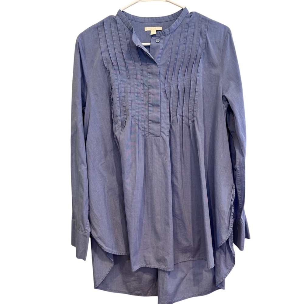 COS Blue Pintuck Tunic Blouse Size S